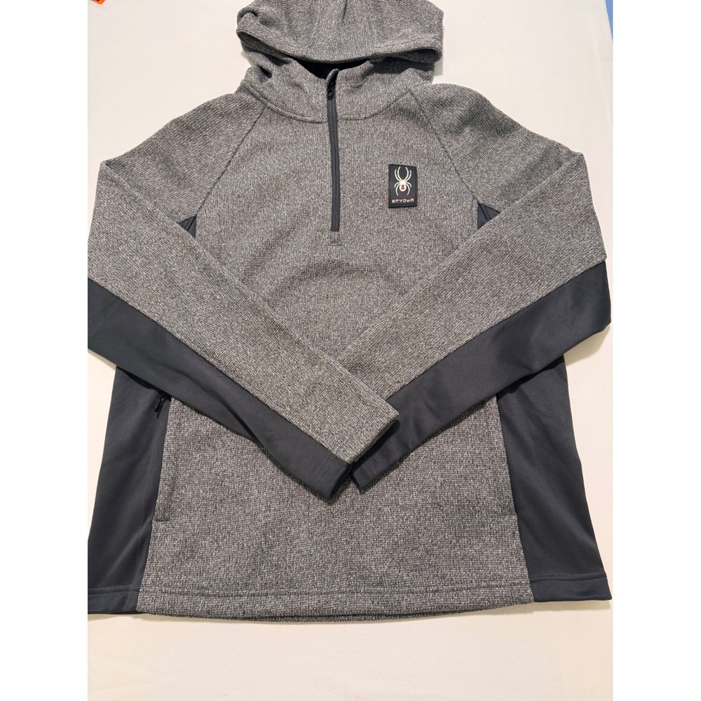 Spyder Mens Grey Heathered Quarter Zip Hoodie Pullover Jacket SPFFD083-050 Large